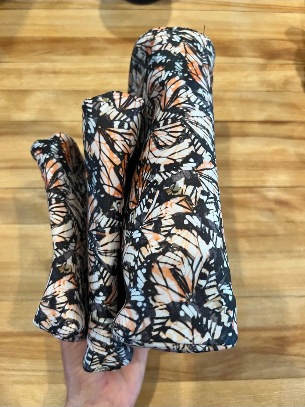 Monarch Butterfly Print nesting set Cosmetic Bag Trio black orange zip bags